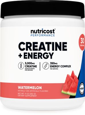 Nutricost Creatine Energy 30 Servings (Watermelon Flavored) - 5,000mg Creatine Monohydrate 350mg Energy Complex Per Serving