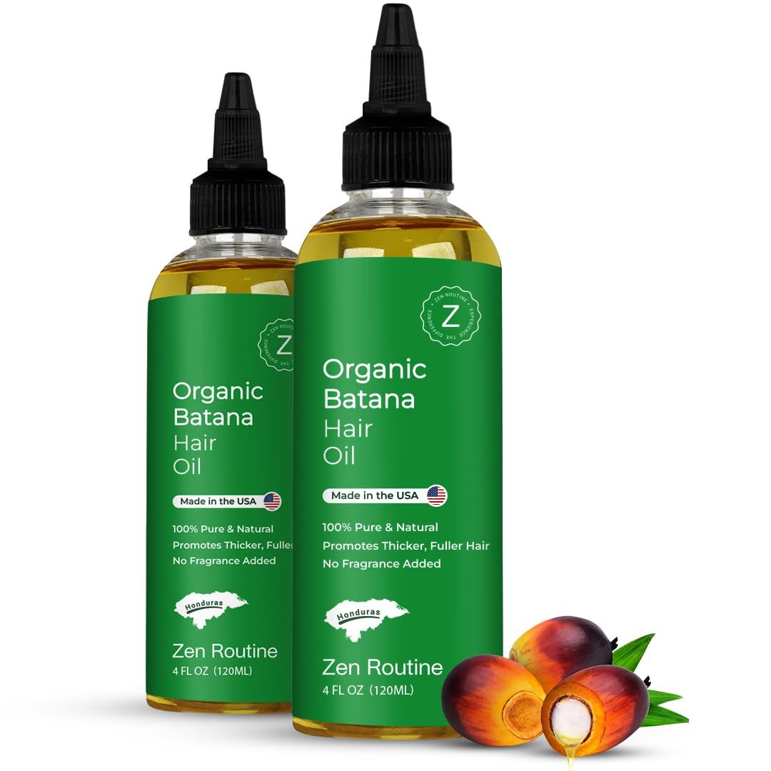 Zen Routine Batana Oil for Hair Growth - 100 Organic Raw Batana Oil, 4 Oz (Pack of 2), Aceite De Batana, Pure Natural Batana Oil Controls Damaged Hair and Conditioner with shine