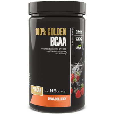 Maxler 100 Golden BCAA Powder - Intra Post Workout Recovery Drink for Accelerated Muscle Recovery Lean Muscle Growth - 6 g Vegan BCAAs Amino Acids - 60 Servings - Strawberry