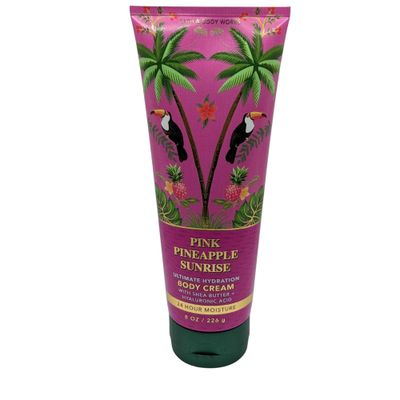 Bath Body Works - Pink Pineapple Sunrise - 3 pc Bundle - Fine Fragrance Mist, Ultimate Hydration Body Cream and Shower Gel - Spring 2022