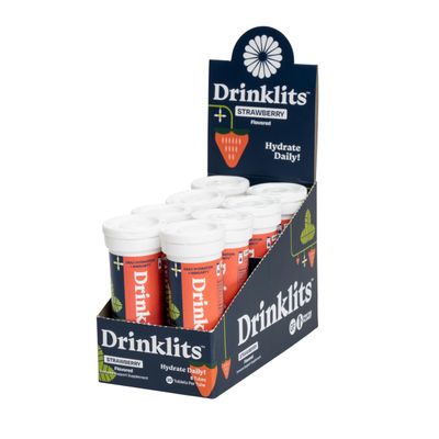 Drinklits Strawberry Immune Support Fizzy Tablets (8) Tube Bundle Daily Immunity - 0g Sugar - Vitamins - Electrolytes - Botanicals 80 Servings - 10 Tablets per Tube