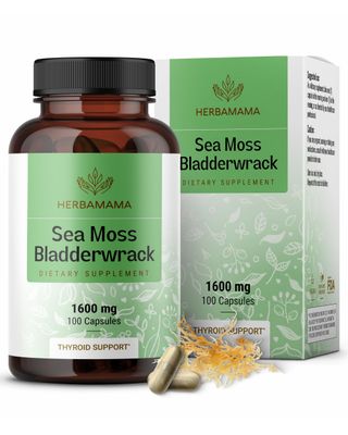 HERBAMAMA Sea Moss and Bladderwrack Capsules - 1600mg Irish Sea Moss for Immune Support - Vegan, Non-GMO Immunity Supplement for Overall Support, 100 Caps
