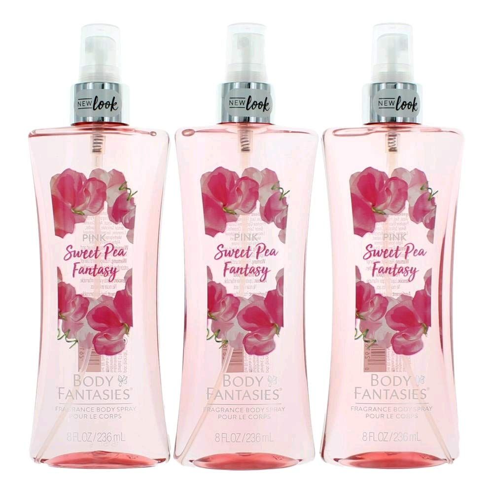 Pink Sweet Pea Fantasy by Body Fantasies 3 Pack 8 Fragrance Body Spray women