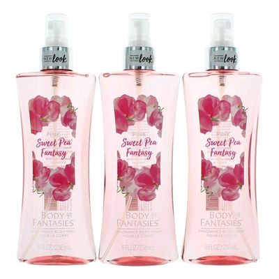 Pink Sweet Pea Fantasy by Body Fantasies 3 Pack 8 Fragrance Body Spray women