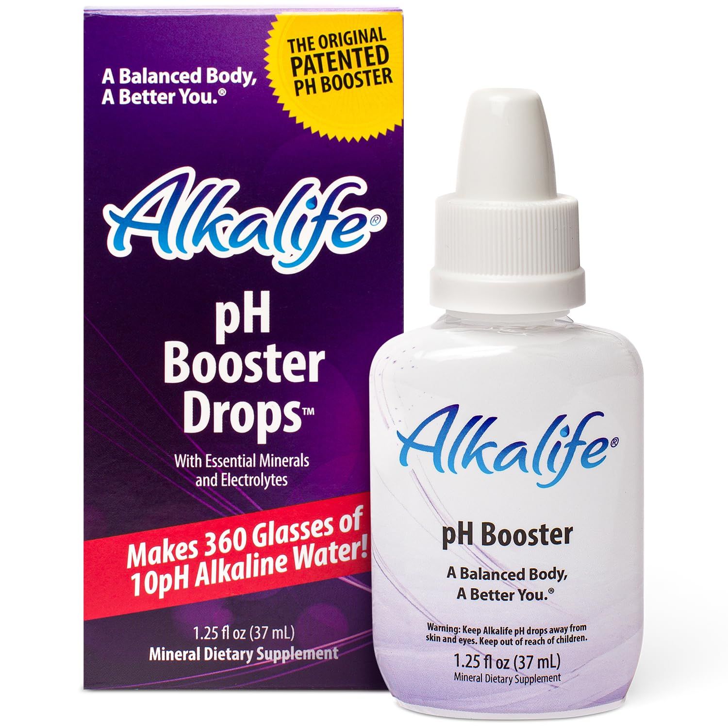 Alkalife Alkaline Water Drops pH Booster Alkalizer for Drinking Water Essential Mineral Additive, Electrolyte Hydration Supplement Neutralize Acid, Balance Body, Immune Support, Detox 1.25oz