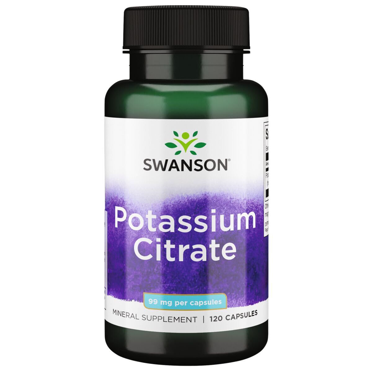 Swanson Potassium Citrate - Mineral Supplement Promoting Heart Health Energy Support - Aids Optimal Nerve Kidney Function with Natural Ingredients - (120 Capsules, 99mg Each)