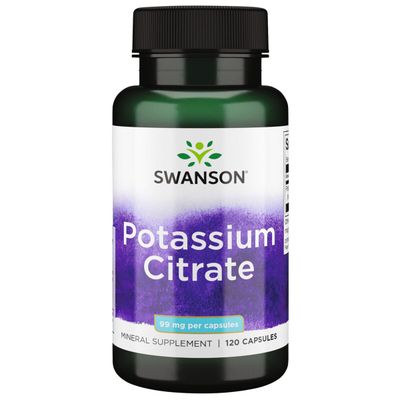 Swanson Potassium Citrate - Mineral Supplement Promoting Heart Health Energy Support - Aids Optimal Nerve Kidney Function with Natural Ingredients - (120 Capsules, 99mg Each)