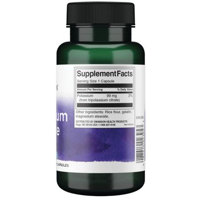 Swanson Potassium Citrate - Mineral Supplement Promoting Heart Health Energy Support - Aids Optimal Nerve Kidney Function with Natural Ingredients - (120 Capsules, 99mg Each)