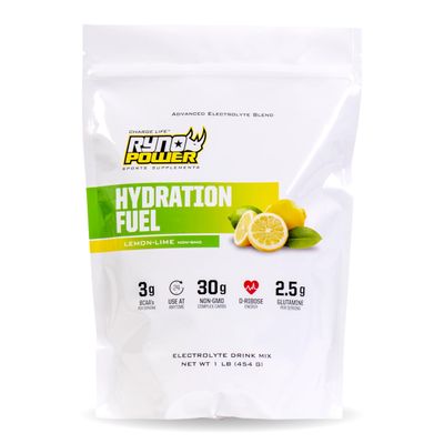 Ryno Power Hydration Fuel Electrolyte Drink Mix 1lb (10 Servings) &#39;Lemon Lime&#39; - Advanced Electrolyte Formula BCAA&#39;s - Gluten Free - Sustained Energy and Muscle Recovery