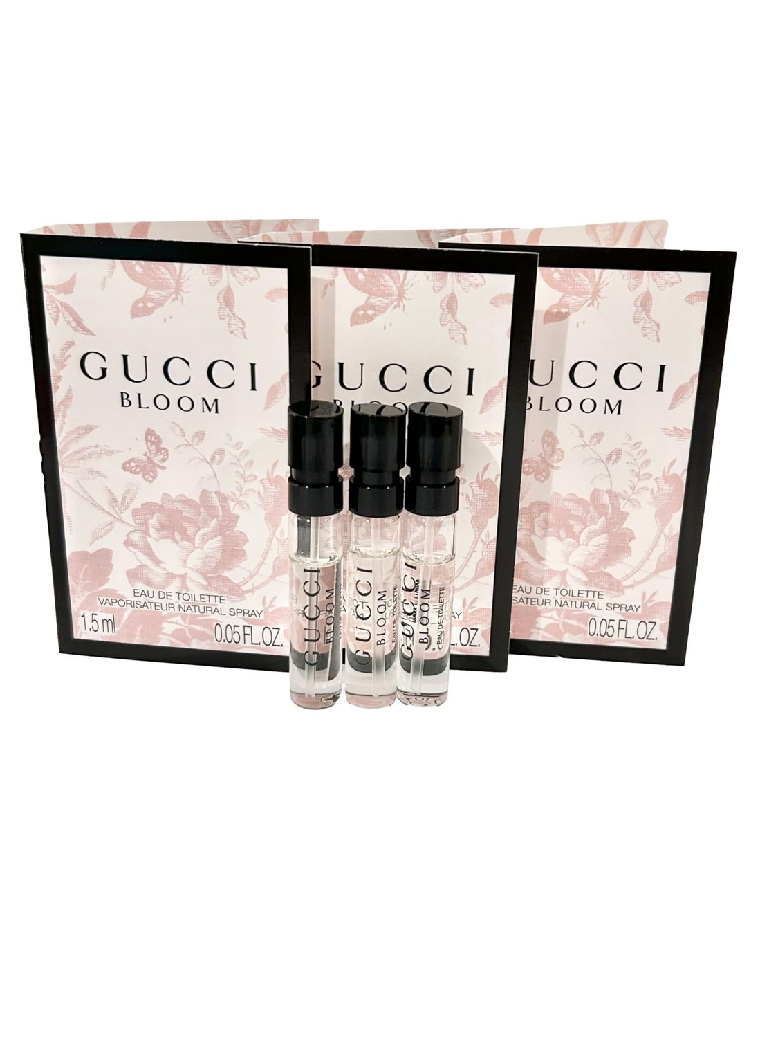 Gucci Bloom Sample Perfume Women EDT Spray 1.5 ml 0.05 oz - set of 3