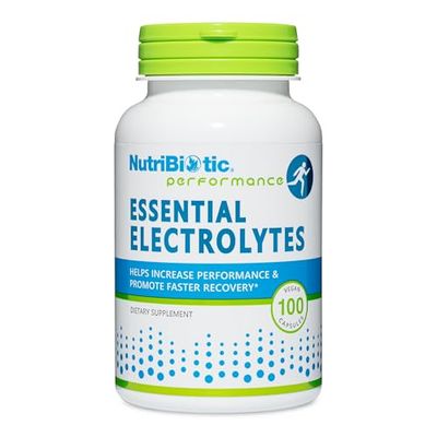 NutriBiotic Essential Electrolytes, 100 Ct Capsules Supports Increased Performance Faster Recovery Pharmaceutical Grade Vitamin C with Electrolytes for Rehydration Vegan, Gluten-Free Non-GMO