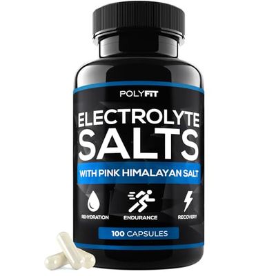 Polyfit Electrolyte Salts - 100 Salt Pills - NSF Certified - Electrolytes Replacement Salt Tablets for Runners - Supplement for Rapid Hydration, Recovery, and Endurance