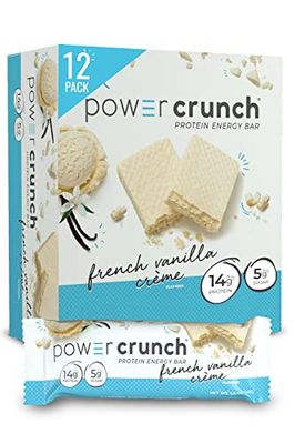 Power Crunch Protein Wafer Bars, High Protein Snacks with Delicious Taste, French Vanilla Creme, 1.4 Ounce (12 Count)