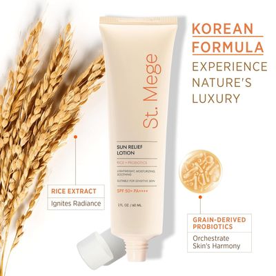 Rice Korean Lightweight Sunscreen - Daily 50 PA Travel Size Sunscreen Lotion - Reef Safe, No White Cast, 2 OZ