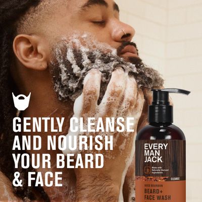 Every Man Jack Beard Face Wash - Subtle Aged Bourbon Fragrance - Cleans and Helps Condition and Soften Your Beard and Skin Underneath - Naturally Derived with Aloe and Glycerin- 6.7 fl oz (2 Pack)