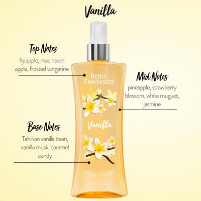 Body Fantasies Signature Fragrance Body Spray, Vanilla, 8 fl oz (Pack of 2)