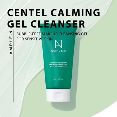 CORANA AMPLEN Centel Calming Shot First Gel Cleanser - Calming Gel Facial Cleanser - Makeup Remover Soap Free Face Wash for Sensitive Skin - Cica and Tea Tree Extract - Fragrance Free - 5.07 fl.oz.