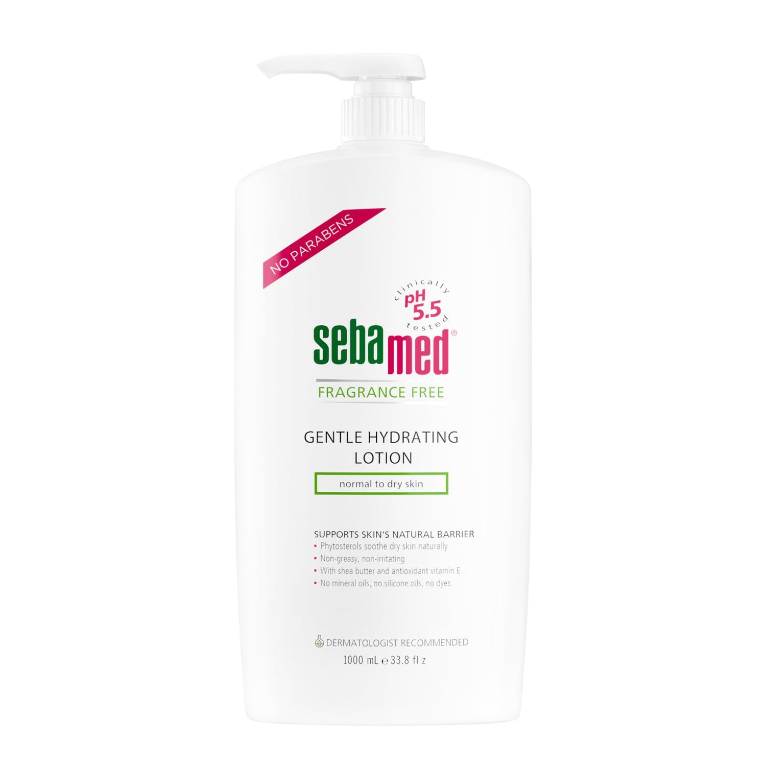 Sebamed Fragrance-Free Gentle Hydrating Lotion Ultra Mild Dermatologist Recommended Moisturizer for Normal To Dry Sensitive Skin 33.8 Fluid Ounces (1 Liter)