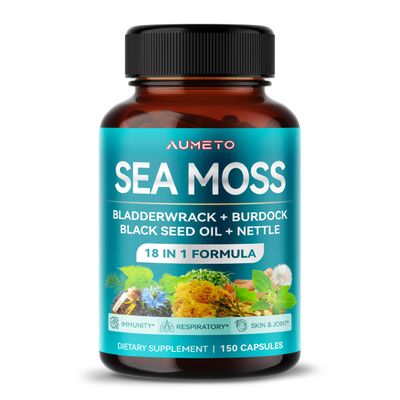 Premium Sea Moss Supplement with Black Seed Oil, Ashwagandha, Bladderwrack, Nettle- Advanced 18-in-1 Formula for Immunity Boosting, Mineral-Rich - Made in The USA (150 Count (Pack of 1))