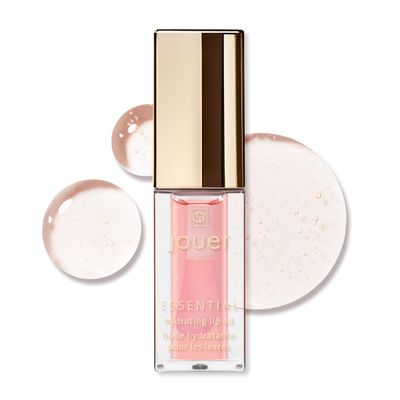 Jouer Essential Hydrating Lip Oil - Moisturizing Dry Lip Treatment Serum - Fragrance Free Clear Lip Oil - Jojoba Seed Oil and Apricot Oil Formula, Natural Shine