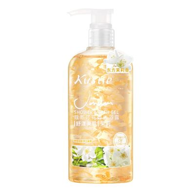 KUSTIE Jasmine Body Wash, Moisturizing Shower Gel with Real Jasmine Petals, Botanical Oils Niacinamide, Rich Lather, Luxury Shower Gel for Women Men, Long-Lasting Natural Fragrance, 24.3 oz