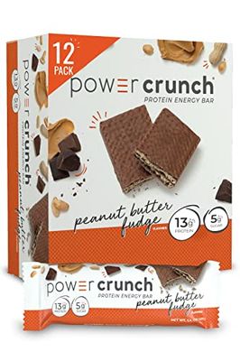 Power Crunch Protein Wafer Bars, High Protein Snacks with Delicious Taste, Peanut Butter Fudge, 1.4 Ounce (12 Count)