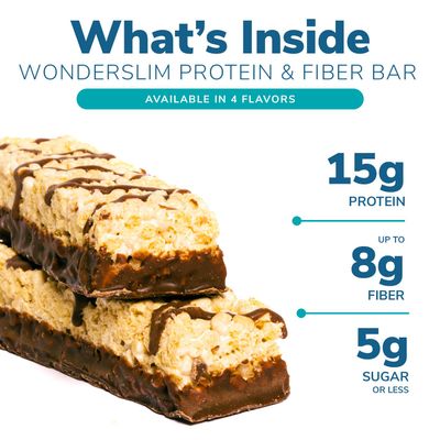 WonderSlim Protein Fiber Bar, Fluffy Nutter, 15g Protein, 6g Fiber, Gluten Free (7ct)