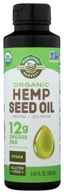 Manitoba Harvest Organic Hemp Oil, Cold Pressed, 12g of Omegas 36 Per Serving, Non-GMO, 8.45 Fl Oz