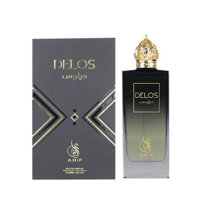 ARIF Delos Perfumes - Premium Woody Oriental Eau de Parfum for Men Women - Cognac, Oak, Tonka Bean, Vanilla, Praline, Sandalwood - Long-Lasting Unisex Fragrance - 3.4 oz