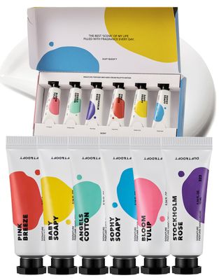 DUFTDOFT Mini Hand Cream Gift Set Pallete Edition - 6 Fragrances Had Moisturizer Non-Greasy With Shea Butter Collagen - Nourishing Hydrating Scented Cream - Pack Of 6 (0.3 Fl Oz)