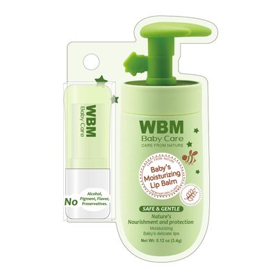 WBM Care Baby Lip Balm Clean, Natural, and Non-Toxic Formula Fragrance-Free Lip Care for Babies, Gentle Hydration and Protection for Delicate Lips