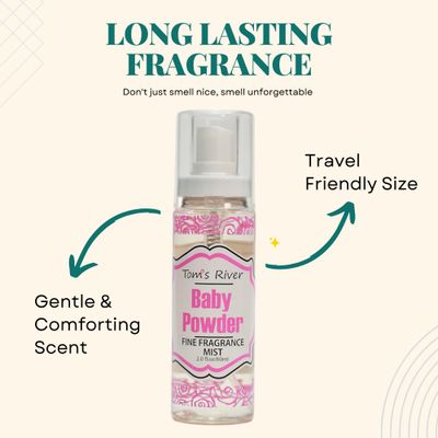 Infinix Baby Powder Scent Fragrance Mist for Women and Men - 2 oz, Clear