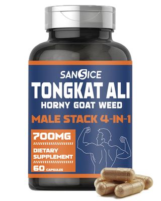 SANSICE Tongkat Ali Supplement for Vitality-Tongkat Ali Extract with Horny Goat Weed, Oryzanol Calostrum for Men, Male Supplement Horny Goat Weed Capsules for Hormone, Energy, Strength(60 Capsules)