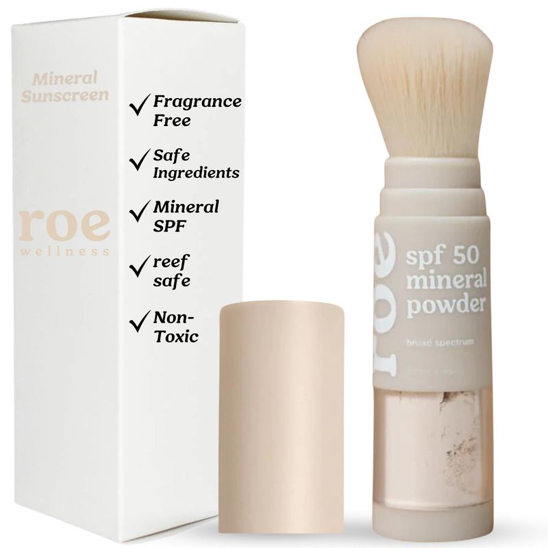 Roe Wellness- Kids SPF 50 Brush On Mineral Sunscreen Powder, Reef-Friendly, Easy to Apply for Kids, Babies Parents