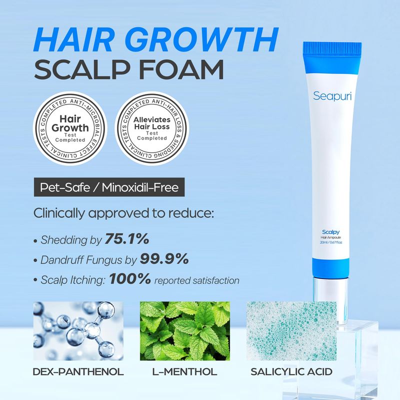 Seapuri Scalpy Hair Growth Serum for Men &amp; Women for Hair Loss &amp; Thinning | Scalp Treatment with Salicylic Acid, Menthol, Dexpanthenol | Non-Greasy, Lightweight | Exfoliates Dandruff &amp; Soothes Itch