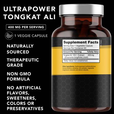 PLANT.O NUTRITION Tongkat Ali Ultrapower - Longjack Extract Supplement for Stamina, Strength, Endurance, Lean Muscle Growth Recovery - Men's Pre Workout Supplement 60 Capsules Non GMO
