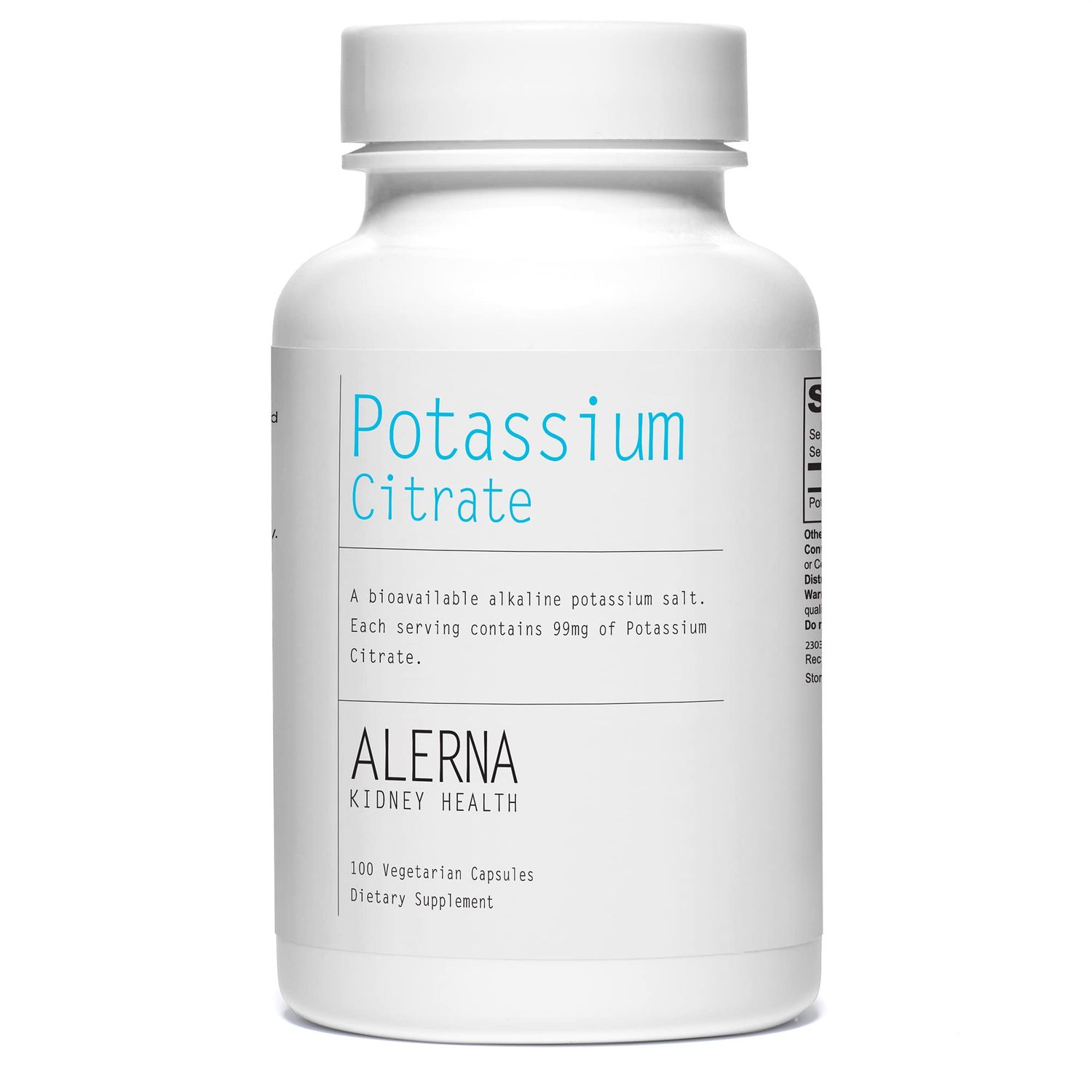 Potassium Citrate 99 mg - Supports Electrolyte Balance and Normal pH - Essential Mineral - 100 Vegetarian Capsules