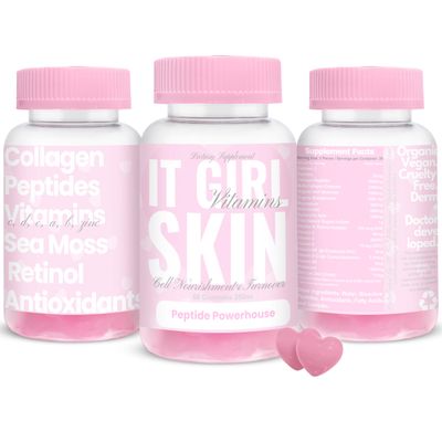 Multi Collagen Peptides Gummies for Women, Vegan Skin Supplement - Retinol, Hyaluronic Acid, Sea Moss, Vitamin C Antioxidants for Anti-Aging, Hydration, Plump, Acne Treatment, Edible Korean Skincare