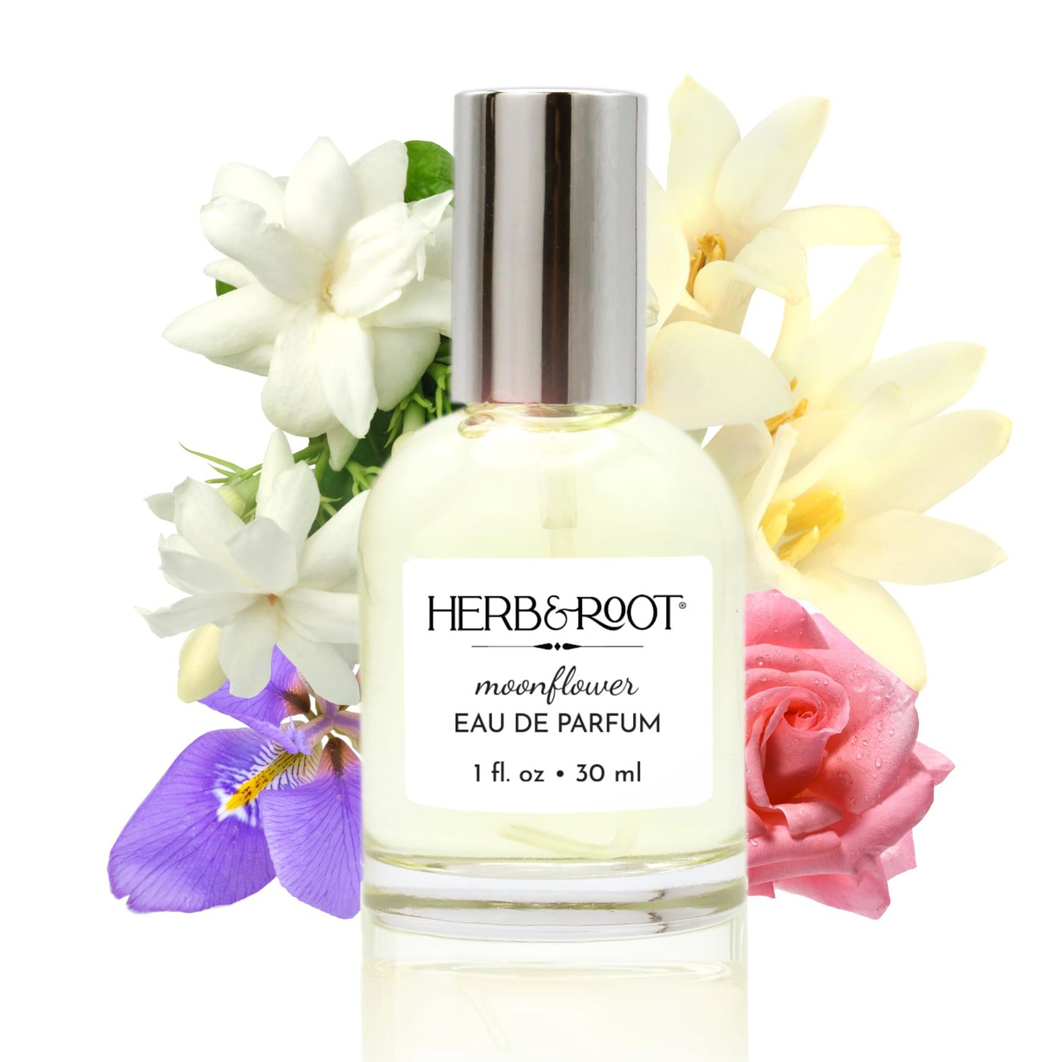 Herb Root Moonflower Eau de Parfum Tuberose, Jasmine, Rose Orris - Clean, Long-Lasting Perfume for Women, Cruelty-Free, Phthalate Paraben-Free, fl oz Womens Fragrance