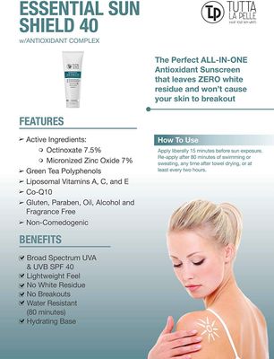 Zinc Oxide Sunscreen SPF 40 - Broad Spectrum UVAUVB Protection - Water resistant (Up to 80 minutes) - Sunblock - Fragrance-free, Lightweight - Vitamin C Antioxidant - 3.5oz
