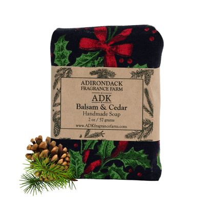 Adirondack Fragrance Flavor Farm ADK Balsam Cedar All Natural Soap Bar 2oz, Plant-Based Organic Vegan Soap with Essential Oils, Natural Body Wash for Men Women, Dry and Sensitive Skin