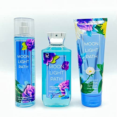 Bath Body Works Moonlight Path Body Set - Shower Gel 10 Fl Oz, Fine Fragrance Mist 8 Fl Oz Body Cream 8 Fl Oz