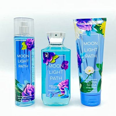 Bath Body Works Moonlight Path Body Set - Shower Gel 10 Fl Oz, Fine Fragrance Mist 8 Fl Oz Body Cream 8 Fl Oz