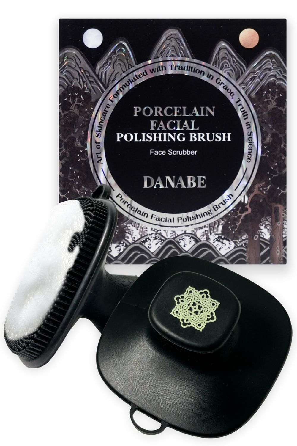 K-Beauty DANABE Porcelain-Skin Facial Polishing Brush Non-Slip Face and Body Silicone Scrubber Korean Skin Care Facial Cleansing Brush Portable Face Scrubber Exfoliator (Black)