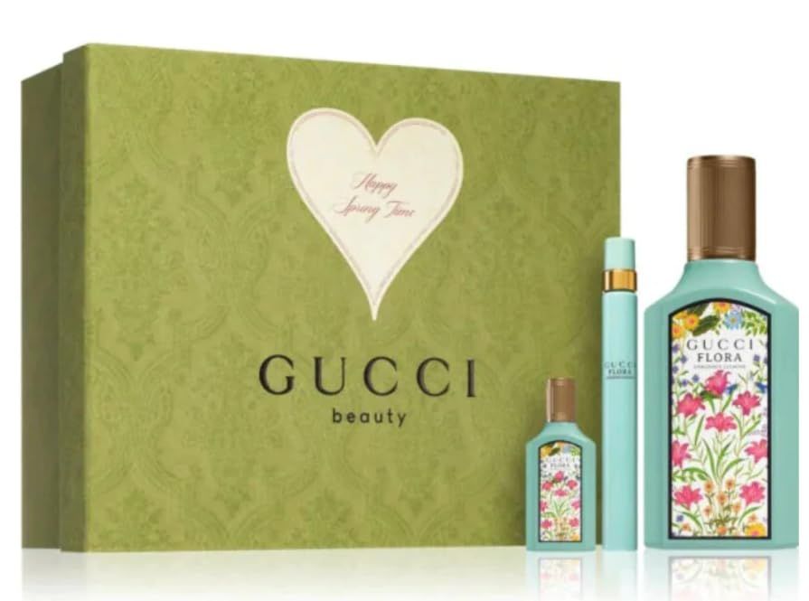 Gucci Flora Gorgerous Jamsine 3-pcs Gift Set For Women Eau De Parfum 3.3oz100ml, Eau De Parfum 0.16oz5ml, And Eau De Parfum 0.33oz10ml,