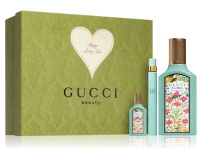 Gucci Flora Gorgerous Jamsine 3-pcs Gift Set For Women Eau De Parfum 3.3oz100ml, Eau De Parfum 0.16oz5ml, And Eau De Parfum 0.33oz10ml,