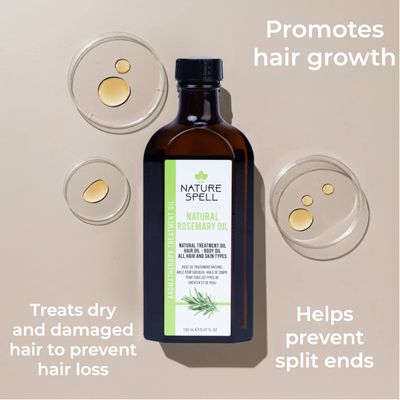 Nature Spell Rosemary Oil For Skin Hair Growth, Pre-Diluted, Treat Dry Damaged Hair, 5.07 fl oz
