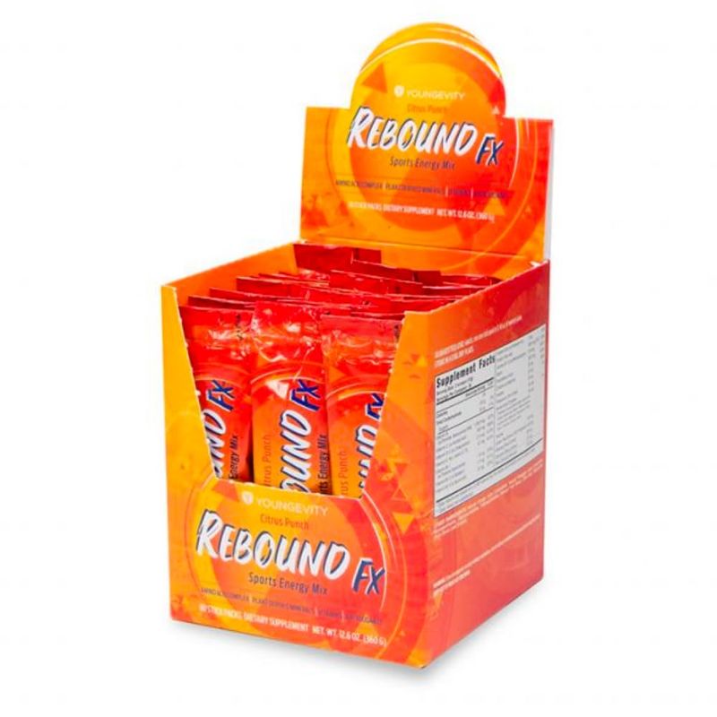 Youngevity Rebound FX Citrus Punch On-The-Go Stick Packs - 30 Count Box - Sports Energy Drink with Vitamins, Amino Acids, and Electrolytes - Natural Caffeine - Supports Hydration and Recovery