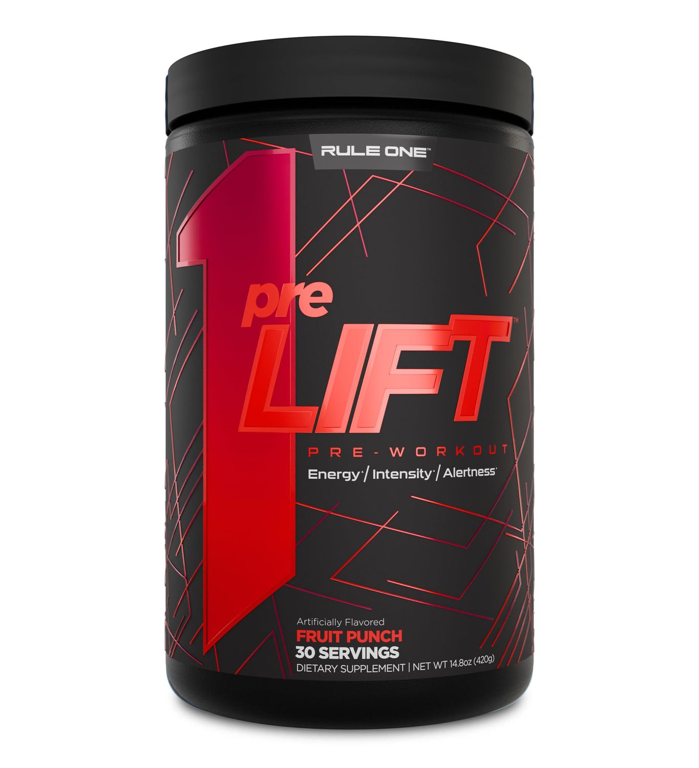 Rule 1 preLIFT Pre-Workout - 6g Citrulline, 3.2g Beta Alanine, 3 Caffeine Sources 20 Others for Energy, Alertness, Endurance (30 Servings, Fruit Punch)