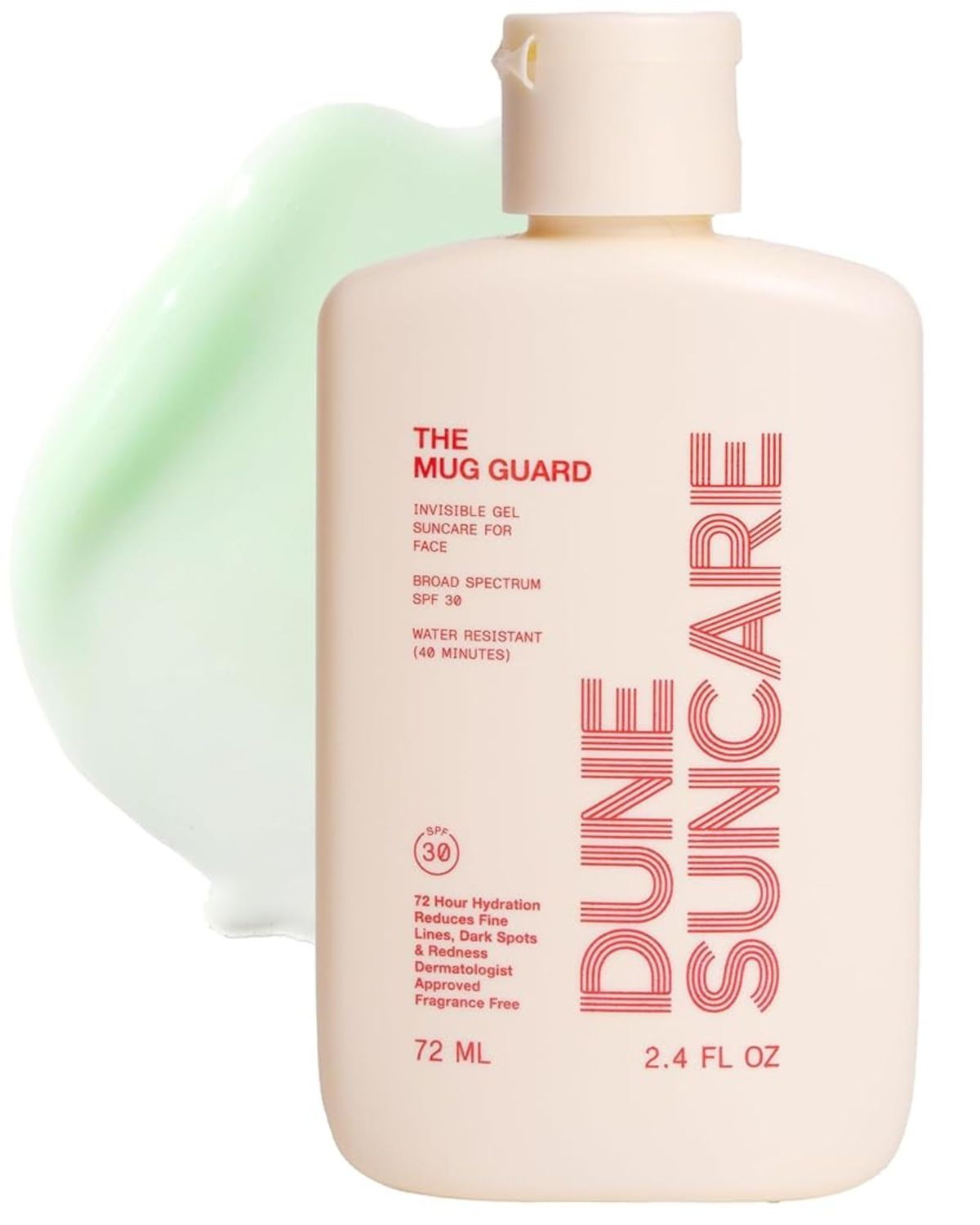 The Mug Guard - Clear Invisible Gel Sunscreen for Face - Broad Spectrum SPF 30 Protection, 72 hr Hydration, Anti-Aging, 40 Min Water Resistance, Reef Friendly, Non-greasy Fragrance Free (2.4 Fl Oz)